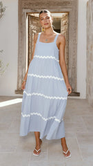 Lavina Maxi Dress - Blue/White