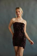 Veronica Strapless Ruched Sequin Bodycon Mini Dress