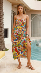 Kelani Luxe Midi Dress - Phaedra Print