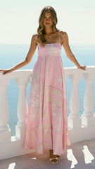 Kaethe Maxi Dress - Pink/White