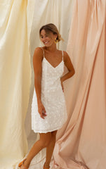 White Embroidered Myna Dress