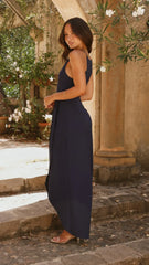 Genevieve Boat Neck Maxi Dress - Navy