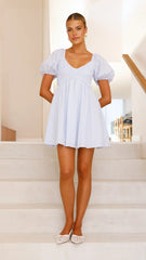 Sahirah Mini Dress - Blue / White Gingham