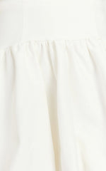 Textured Drop Waist Bubble Hem Mini Dress in Off White