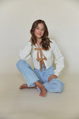 Florence Cable Knit Bow Cardigan