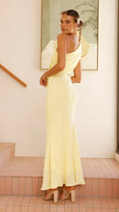 Bloom One Shoulder Cut Out Maxi Dress - Yellow