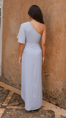 Emma One Sleeve Maxi Dress - Blue