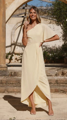 Emma One Sleeve Maxi Dress - Yellow