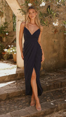 Charlotte Draped Maxi Dress - Navy
