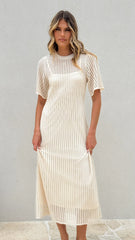 Saisha Crochet Maxi Dress - Beige