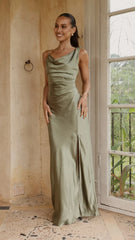 Iris Asymmetrical Maxi Dress - Olive