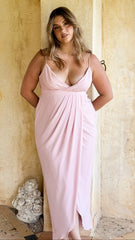 Charlotte Draped Maxi Dress - Pink