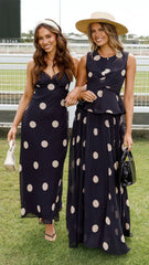 Jianna Maxi Dress - Black/Cream Polka