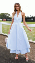 Kathy Halter Neck Maxi Dress - Light Blue