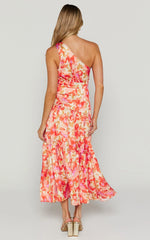 Georgine One-Shoulder Floral Tiered Midi Dress – Autumn Bloom Edition