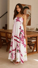 Kaethe Maxi Dress - White/Pink