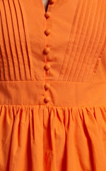 Zandra Mini Dress – Orange Puff Sleeve Fit & Flare Poplin Dress