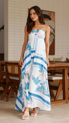 Kaethe Maxi Dress - White/Blue
