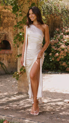 Halle One Shoulder Maxi Dress - Champagne