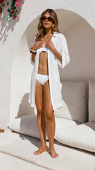 Vesper Button Down Beach Cover Up - White