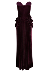 Paige Strapless Velvet Maxi Dress - Plum