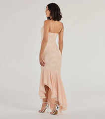 Serena Asymmetrical Lace Gown