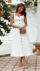 Indigo Midi Dress - White Denim