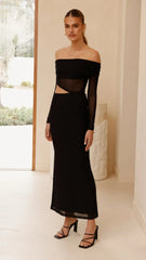 Blaire Off The Shoulder Maxi Dress - Black
