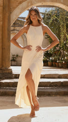 Genevieve Boat Neck Maxi Dress - Yellow