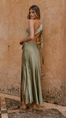 Halle One Shoulder Maxi Dress - Olive