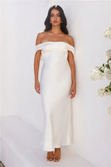 Precious Pearl Satin Maxi Dress Champagne