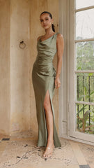 Iris Asymmetrical Maxi Dress - Olive