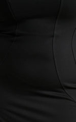Panelled Thigh Split Strapless Maxi Dress in Black