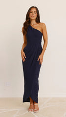 Clara One Shoulder Maxi Dress - Navy