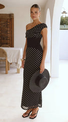 Bonnie Maxi Dress - Black/White Polka