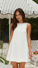 Nemi Linen Dress - White - Nude Lucy