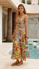 Kelani Luxe Midi Dress - Phaedra Print