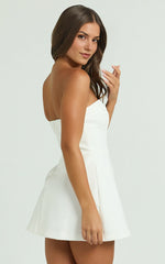 Benson Playsuit – Strapless Fit & Flare Romper in Crisp White