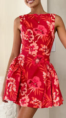 Canika Mini Dress - Red Floral