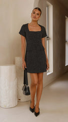 Karen Tweed Mini Dress - Black