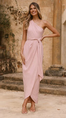 Clara One Shoulder Maxi Dress - Dusty Pink