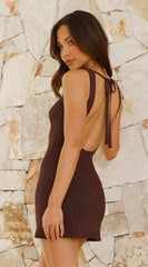 Alexa Mini Dress - Brown