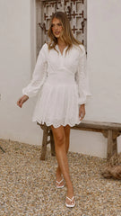 Brittney Long Sleeve Mini Dress - White