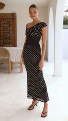 Bonnie Maxi Dress - Black/White Polka
