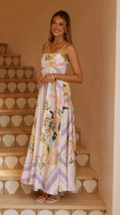 Kaethe Maxi Dress - Beige/Lilac