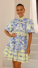 Kalliope Mini Dress - Blue/Yellow