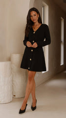 Catarina Long Sleeve Mini Dress - Black