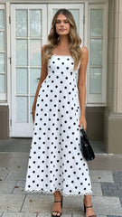 Milani Maxi Dress - White Polka