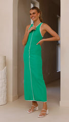 Milli Maxi Dress - Green/White