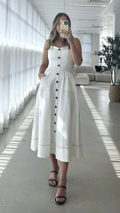 Indigo Midi Dress - White Denim